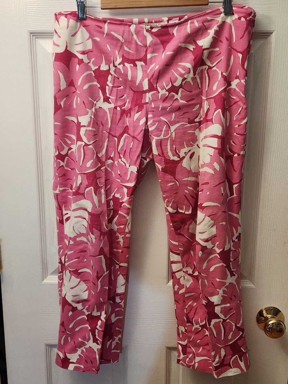 Michael Kors Pink and White Tropical Print Pants